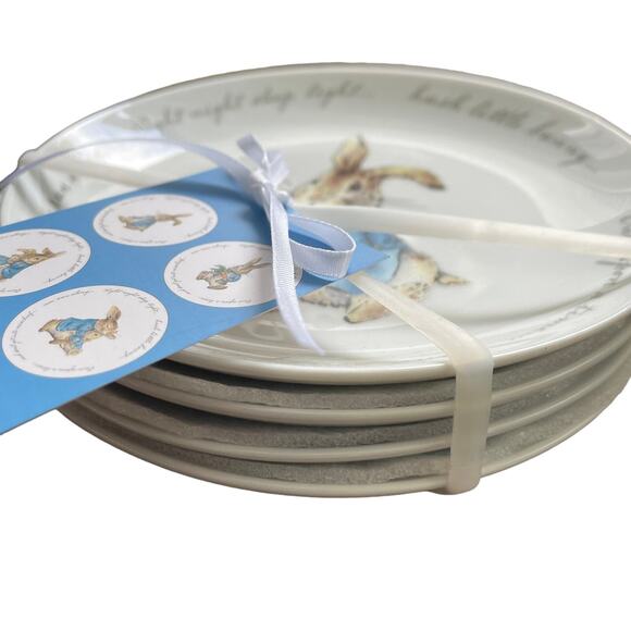 Beatrix Potter PETER RABBIT Easter Bunny Porcelain Appetizer Plates (4) New - Picture 3 of 11
